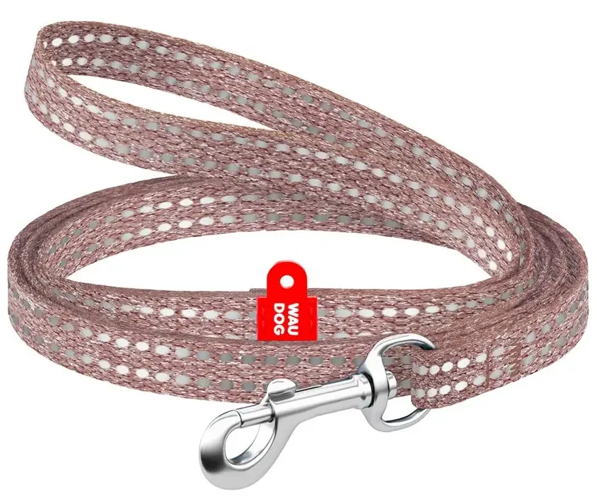16446 Повідець WAUDOG Re-cotton з відновленої бавовни для котів та дрібних собак, світловідбив. XS Ш 10мм Д 200см коричневий