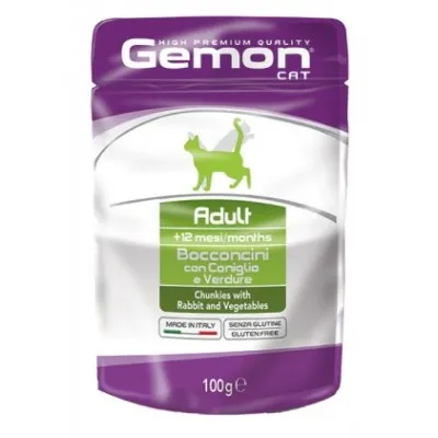 Корм для котів GEMON POUCH CAT ADULT RABBIT/VEGET кролик та овочами 100г
