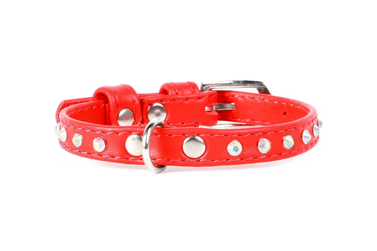 CoLLaR Glamour нашийник з клейовими стразами (червоний), W 9 мм, L 18-21 см