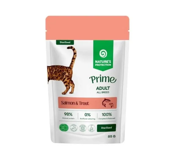 47915 Пауч для котів NP Prime Sterilized Adults All Breed з лососем і фореллю 85г