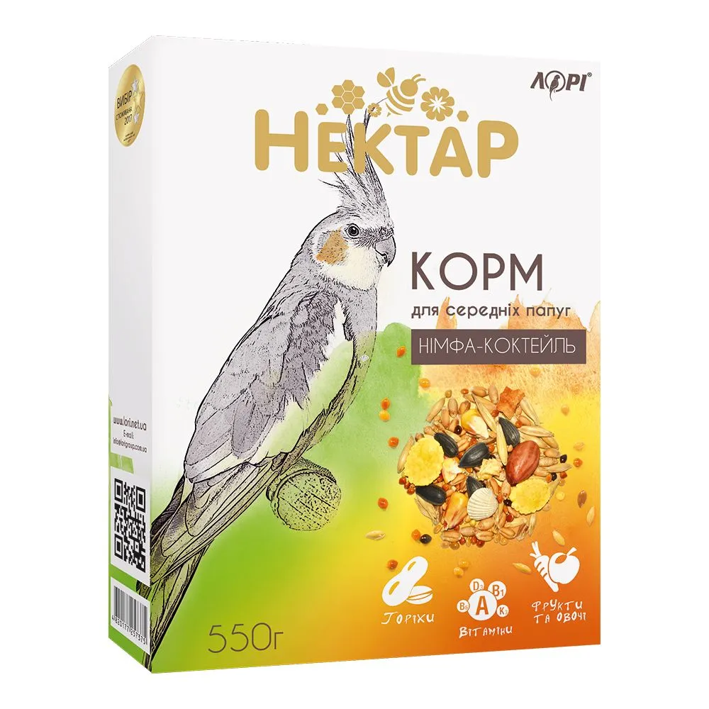 Корм для середніх папуг "НЕКТАР - Німфа коктейль", 600 г		