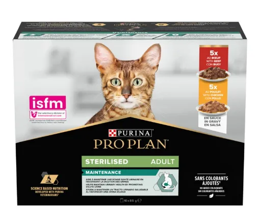 ProPlan Sterilised Мультипак яловичина/курка 10шт*85г