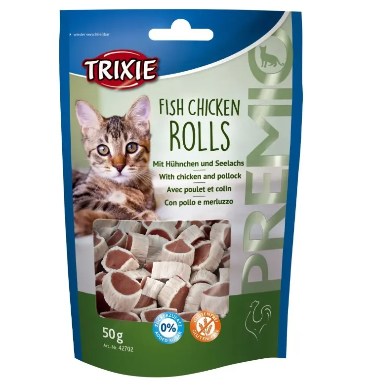 42702 Ласощі для котів Trixie Premio Rolls курка, сайда 50г