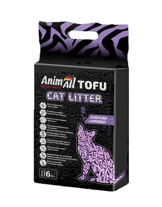 AnimAll наповнювач туалетів тофу з ароматом лаванди, 2,6 кг/ 6 л