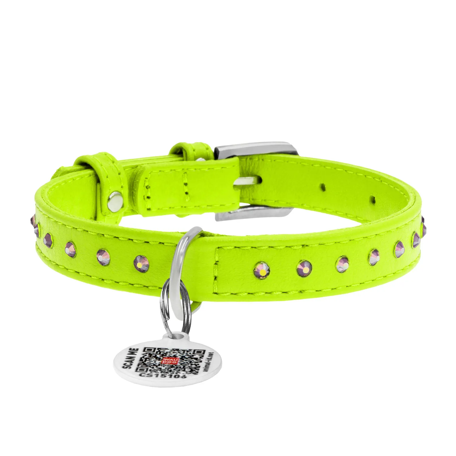 32545 Нашийник "CoLLaR GLAMOUR" з клей.стразами (шир.9мм, довж.22-30см) салатовий