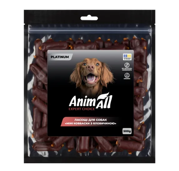 AnimAll Platinum Міні ковбаски з яловичиною для собак 1кг 185 849