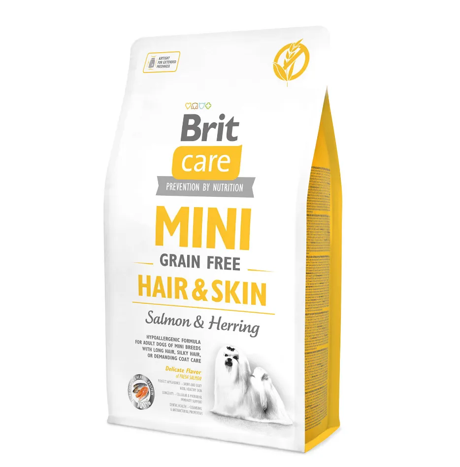 Brit Care Mini Adult Hair & Skin Salmon & Herring Лосось оселедець (для мал. порід з довгою шерстю) 2kg