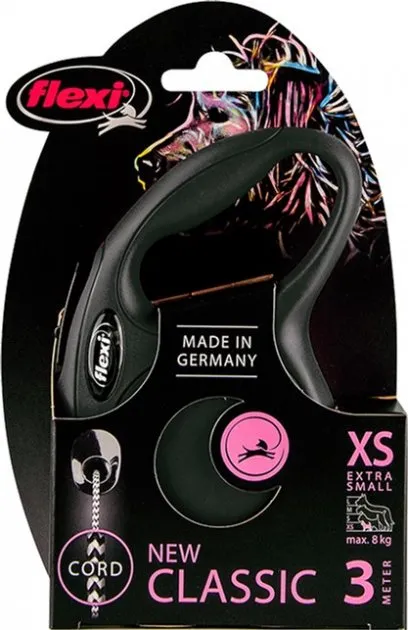 33210 Повідець-рулетка Black Design XS трос 3м/8кг рожевий