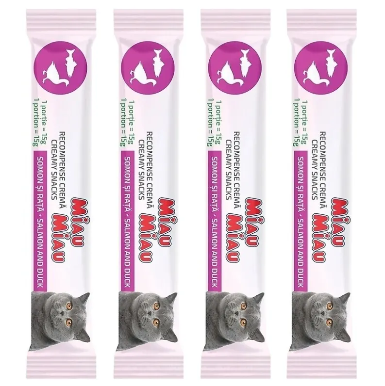 Miau Miau Salmon and Duck крем-паста для котів з лососем та качкою 4*15г
