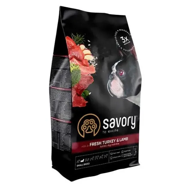 Savory сухий корм для собак малих порід, ягня/індичка 1кг 30341