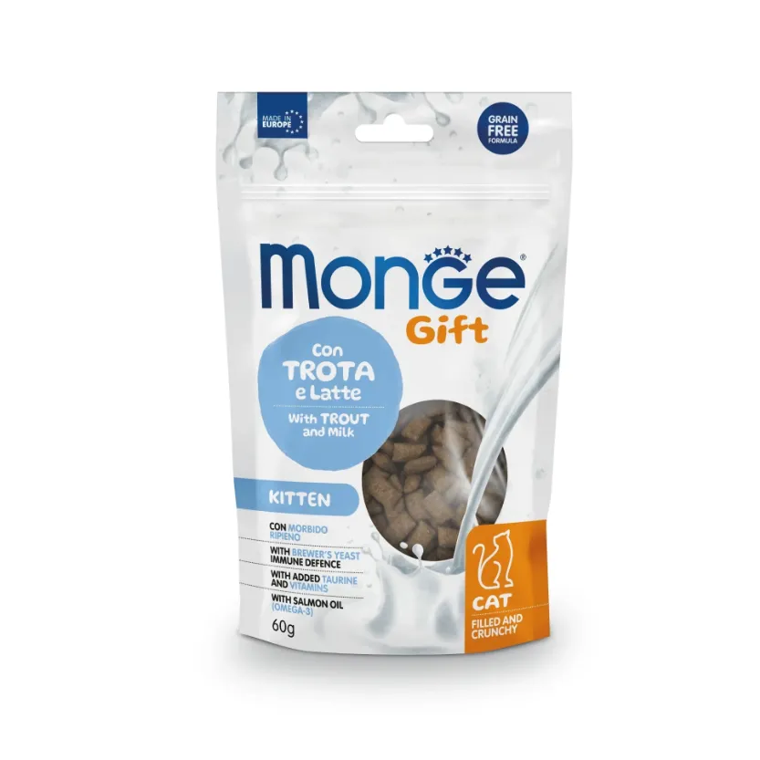 Ласощі для кошенят Monge Gift Trout/Milk форель/молоко 60г 70085014